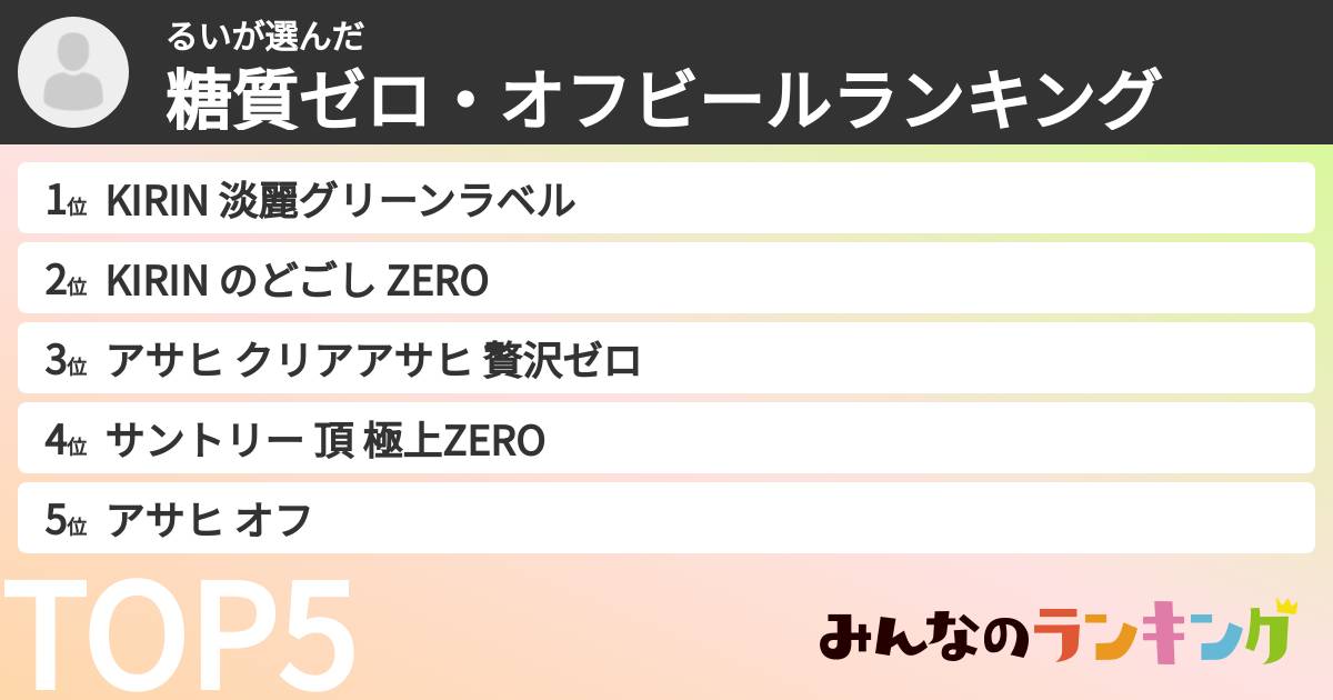 るいさんの「糖質ゼロ・オフビールランキング」