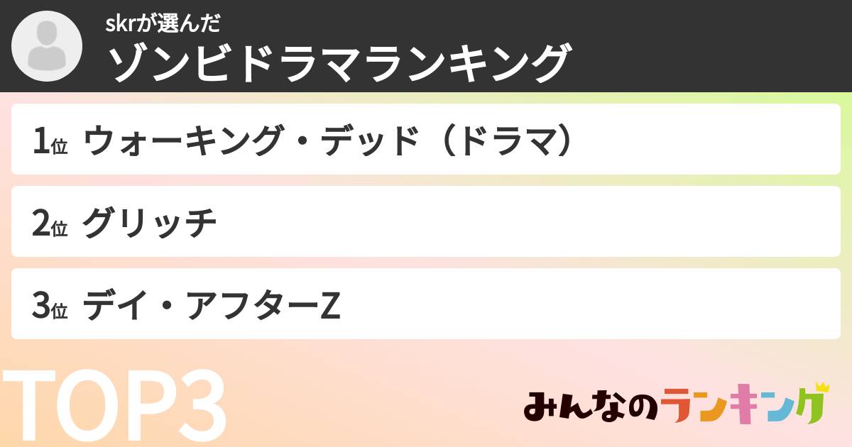 skrさんの「ゾンビドラマランキング」