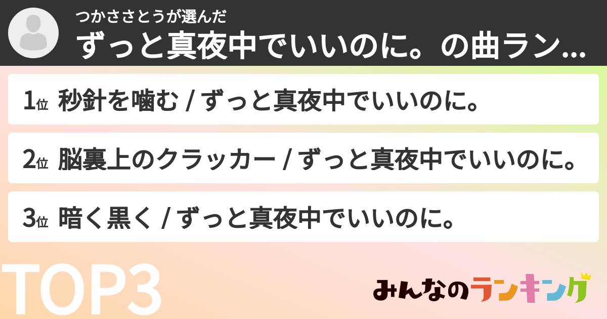 つかささとうさんの「ずっと真夜中でいいのに。の曲ランキング」
