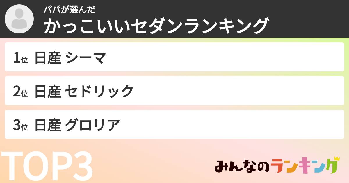 パパさんの「かっこいいセダンランキング」