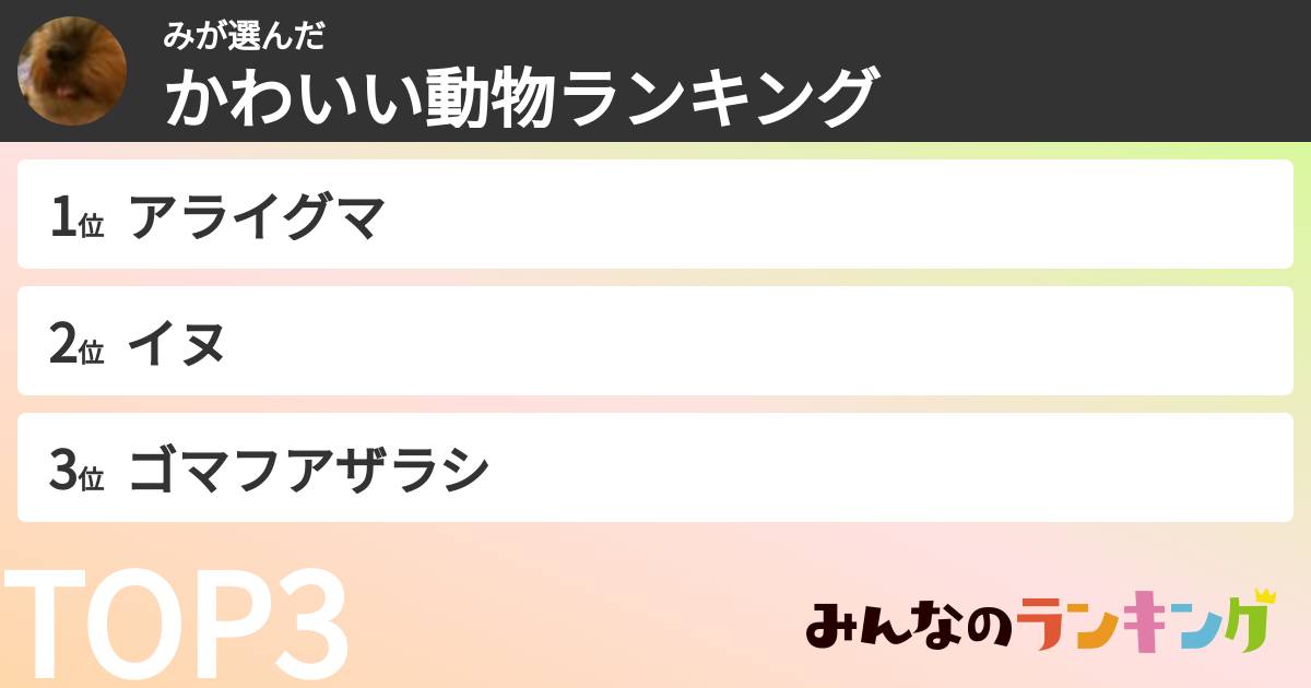 みさんの「かわいい動物ランキング」