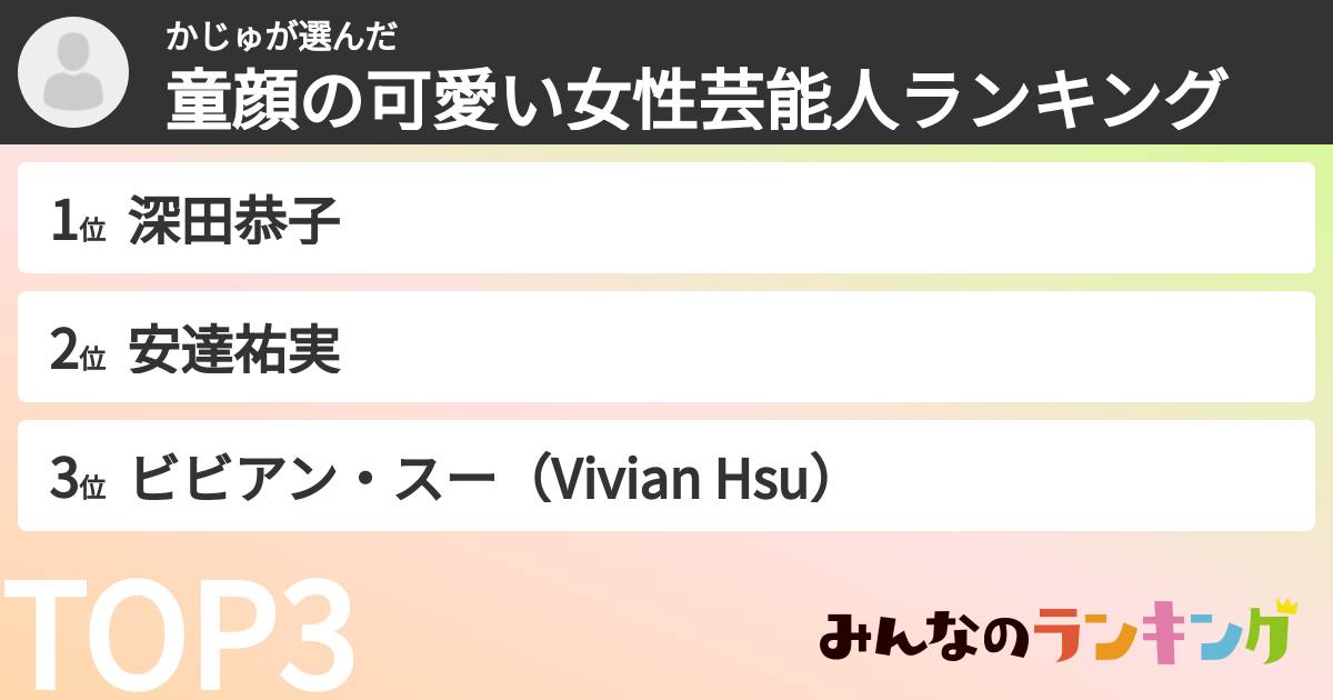 かじゅさんの「童顔の可愛い女性芸能人ランキング」