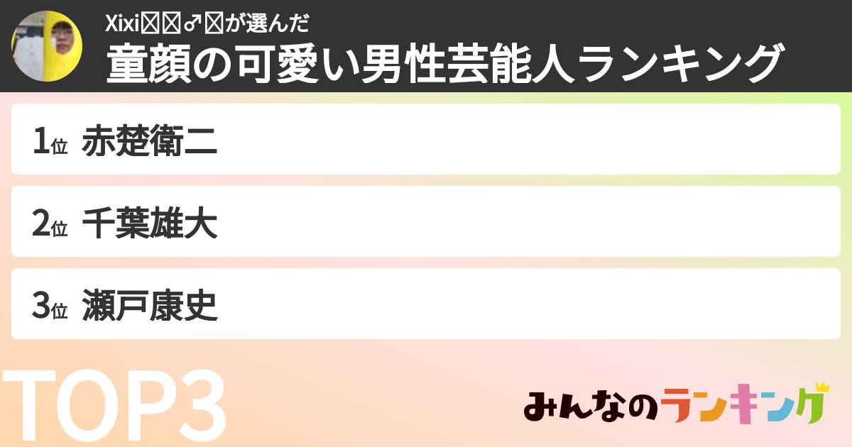 Xixi🍒🧙♂️🌈さんの「童顔の可愛い男性芸能人ランキング」