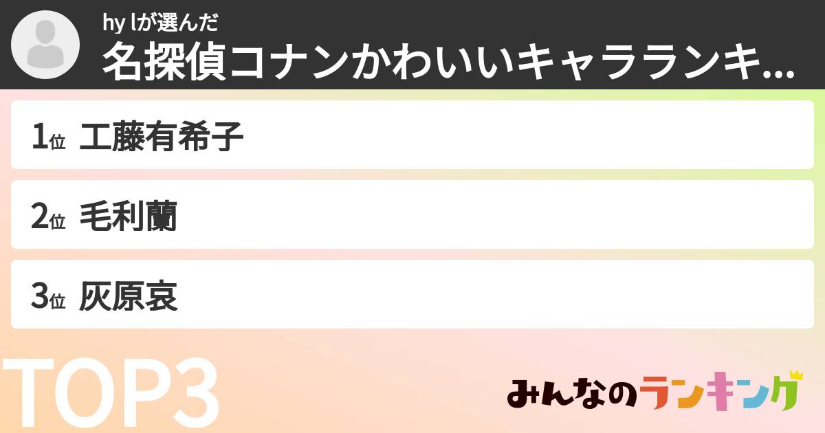 hy lさんの「名探偵コナンかわいいキャラランキング」