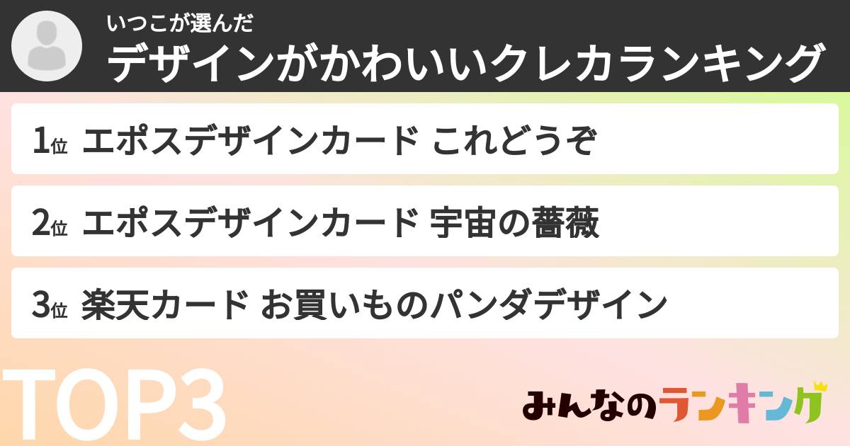 いつこさんの「デザインがかわいいクレカランキング」