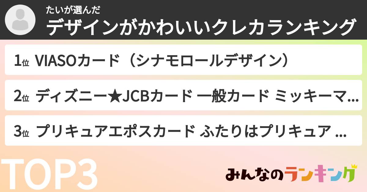 たいさんの「デザインがかわいいクレカランキング」
