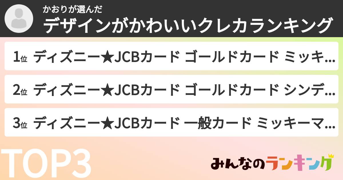 かおりさんの「デザインがかわいいクレカランキング」