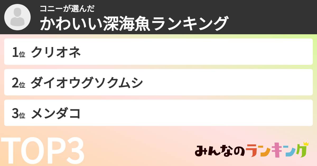 コニーさんの「かわいい深海魚ランキング」
