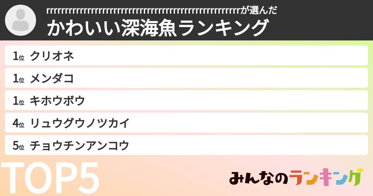 rrrrrrrrrrrrrrrrrrrrrrrrrrrrrrrrrrrrrrrrrrrrrrrrrrrrさんの「かわいい深海魚ランキング」
