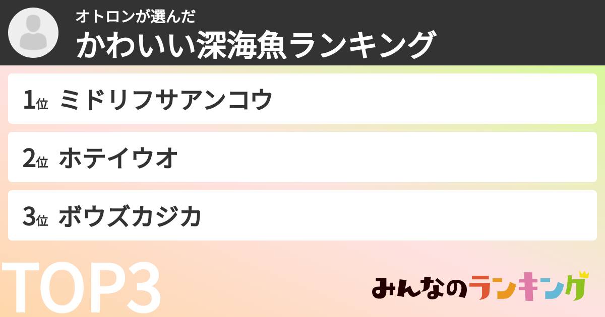 オトロンさんの「かわいい深海魚ランキング」