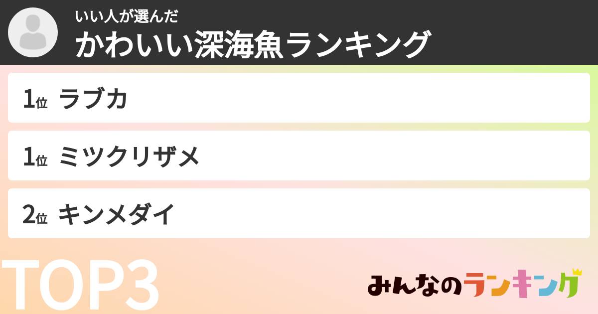 いい人さんの「かわいい深海魚ランキング」