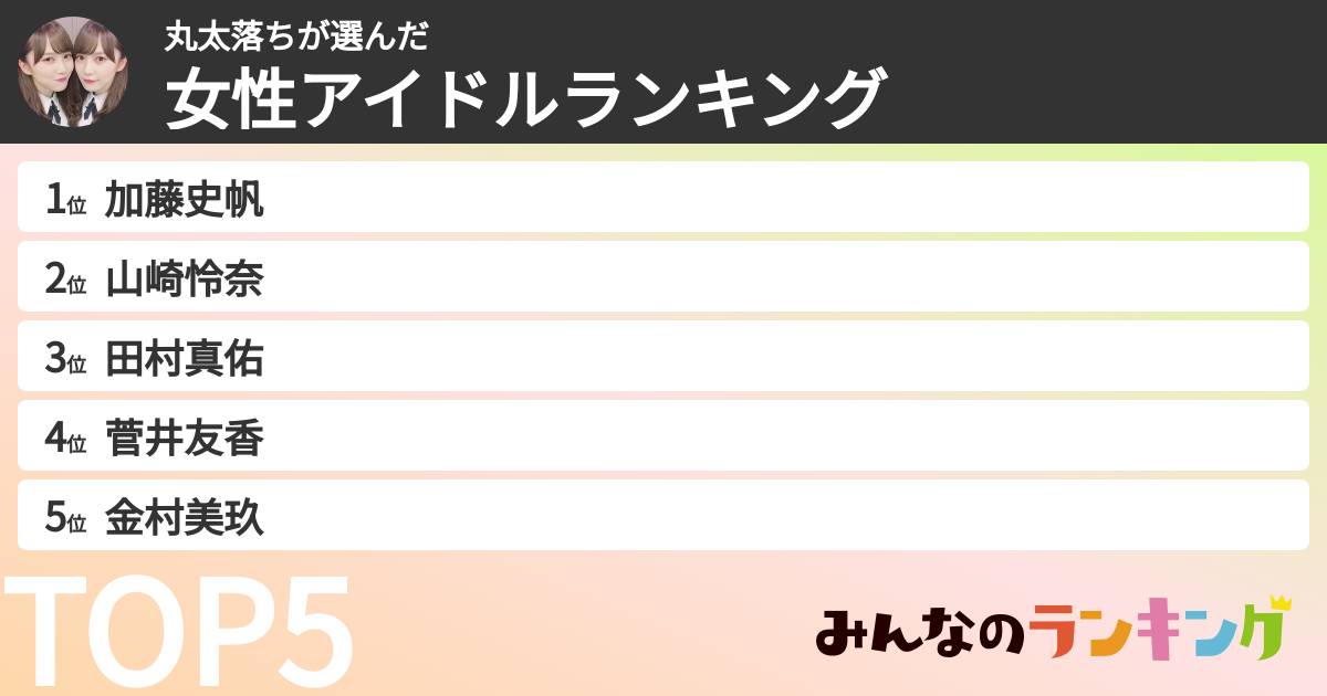 丸太落ちさんの「女性アイドルランキング」