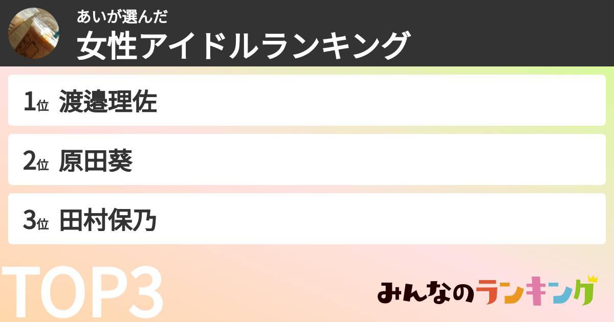 あいさんの「女性アイドルランキング」
