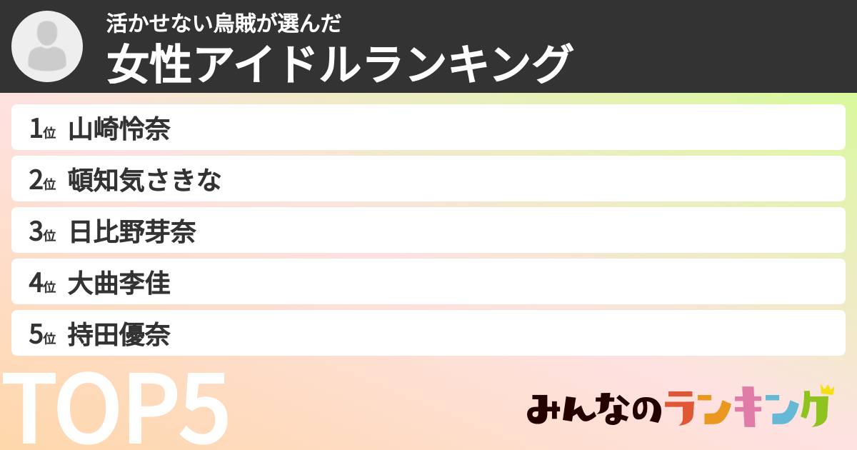 活かせない烏賊さんの「女性アイドルランキング」