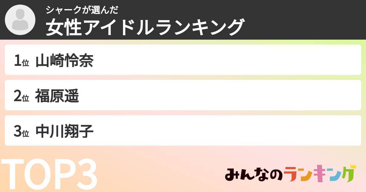 シャークさんの「女性アイドルランキング」