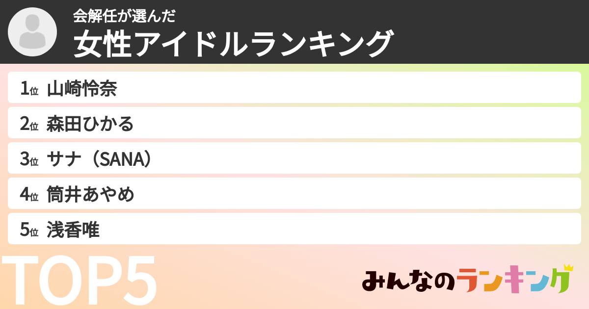 会解任さんの「女性アイドルランキング」