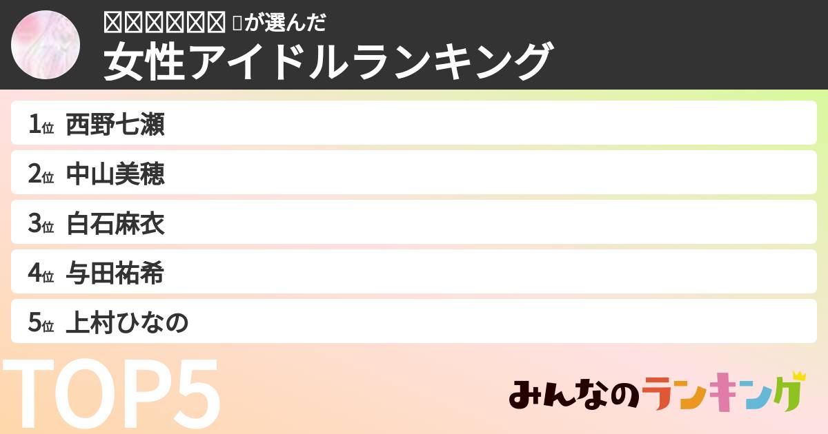 ʜɪᴍᴀʀɪ 🌼さんの「女性アイドルランキング」