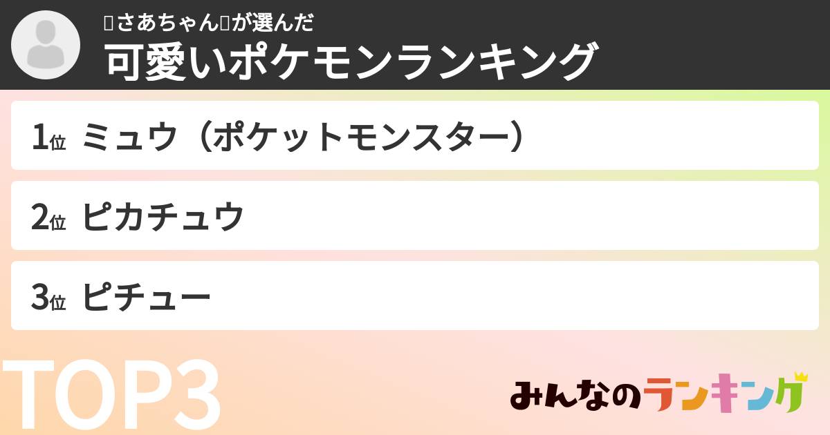 💜さあちゃん💗さんの「可愛いポケモンランキング」