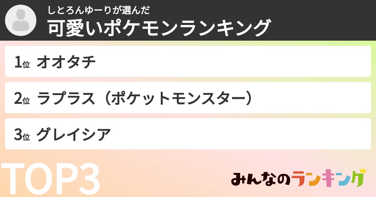 しとろんゆーりさんの「可愛いポケモンランキング」