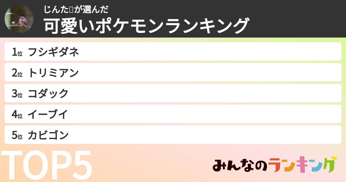じんた🐑さんの「可愛いポケモンランキング」