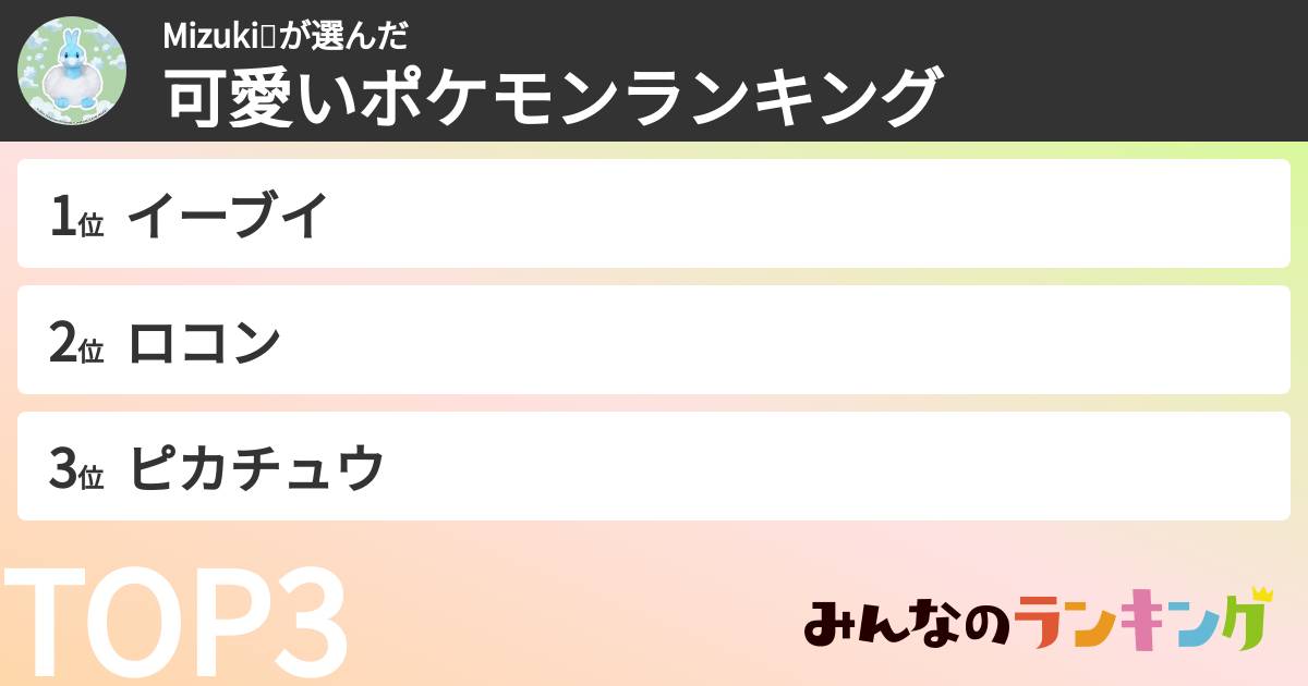 Mizuki💕さんの「可愛いポケモンランキング」