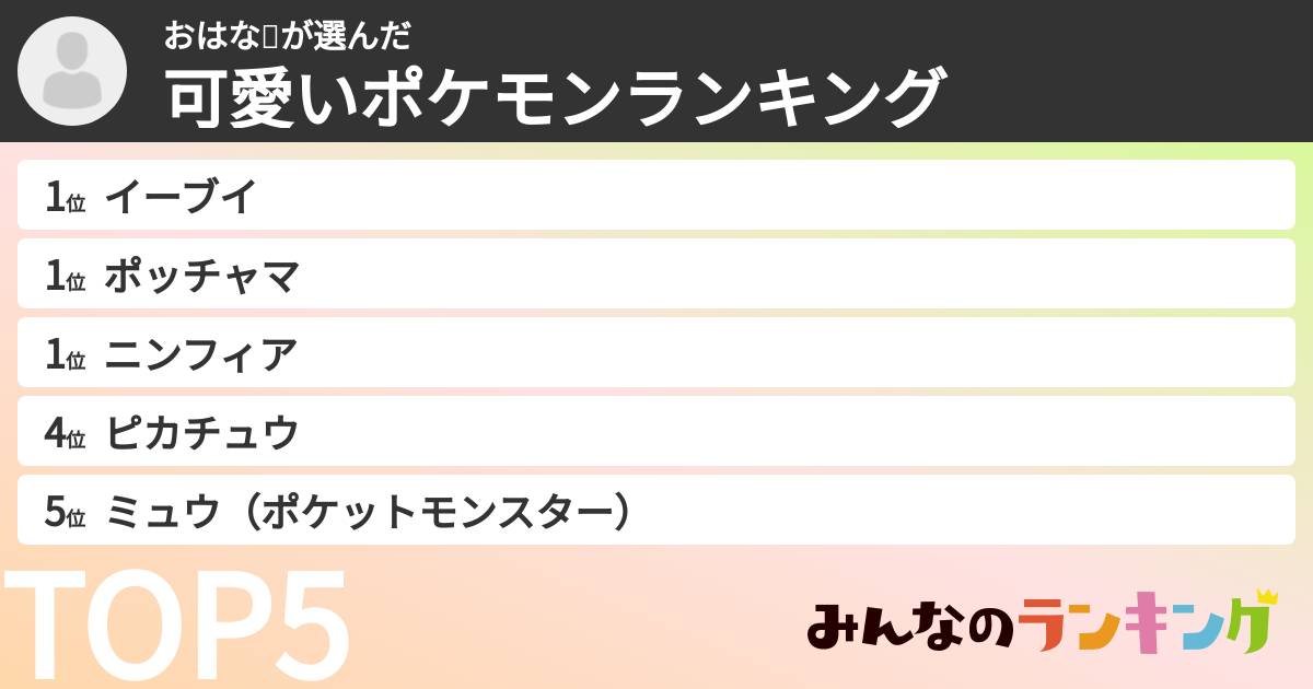 おはな🥳さんの「可愛いポケモンランキング」