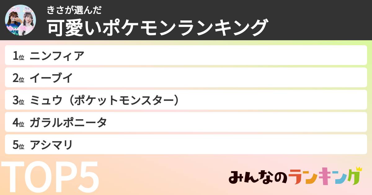 きささんの「可愛いポケモンランキング」