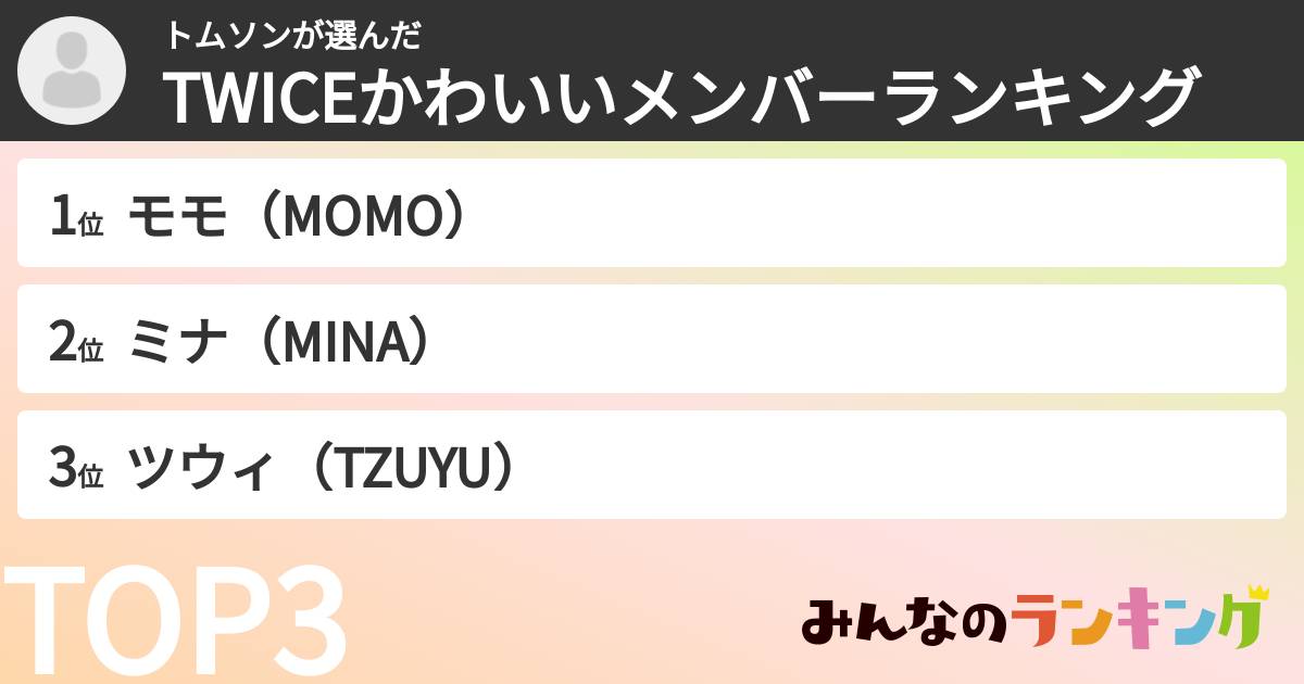 トムソンさんの「TWICEかわいいメンバーランキング」