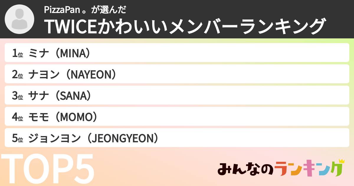 PizzaPan 。さんの「TWICEかわいいメンバーランキング」