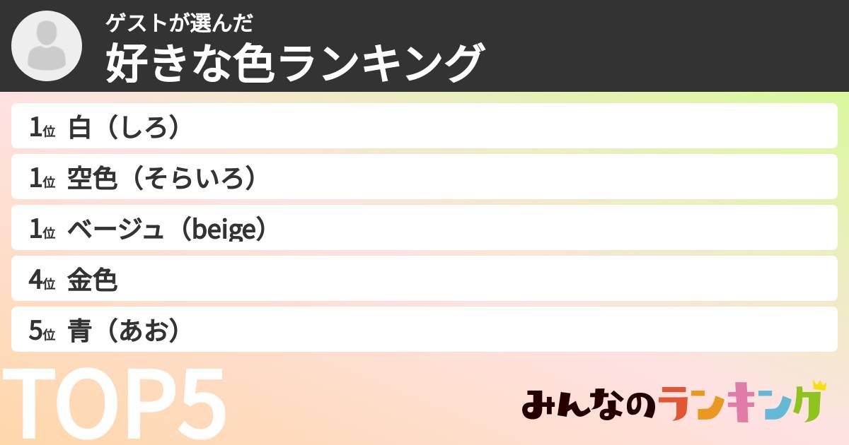 ゲストさんの「好きな色ランキング」