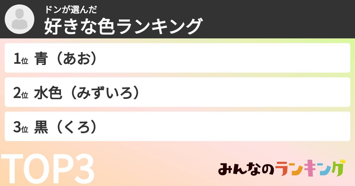 ドンさんの「好きな色ランキング」
