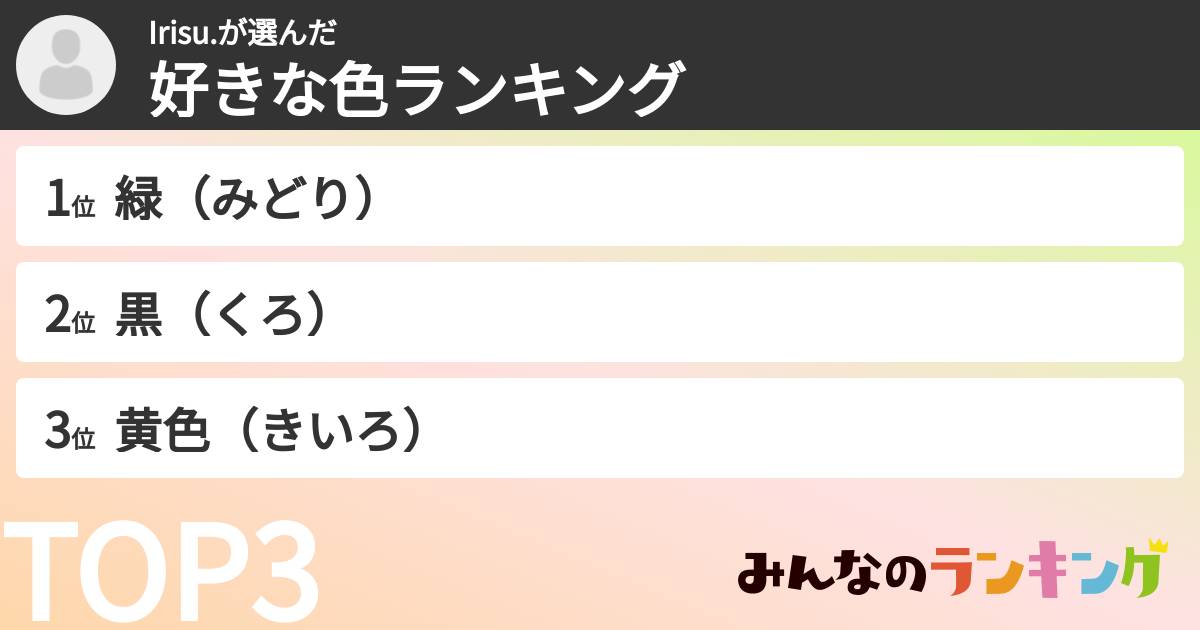 Irisu.さんの「好きな色ランキング」