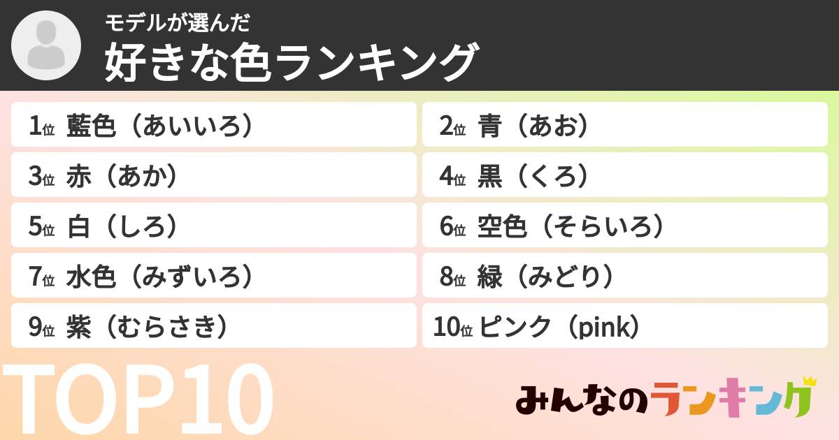 モデルさんの「好きな色ランキング」