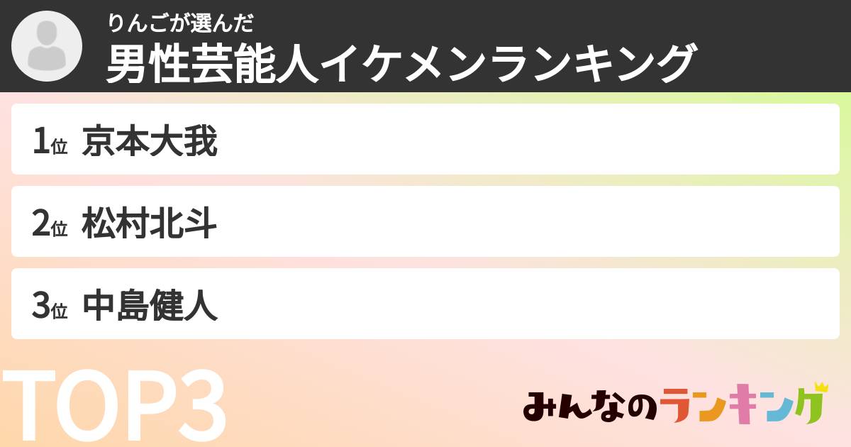 りんごさんの「男性芸能人イケメンランキング」