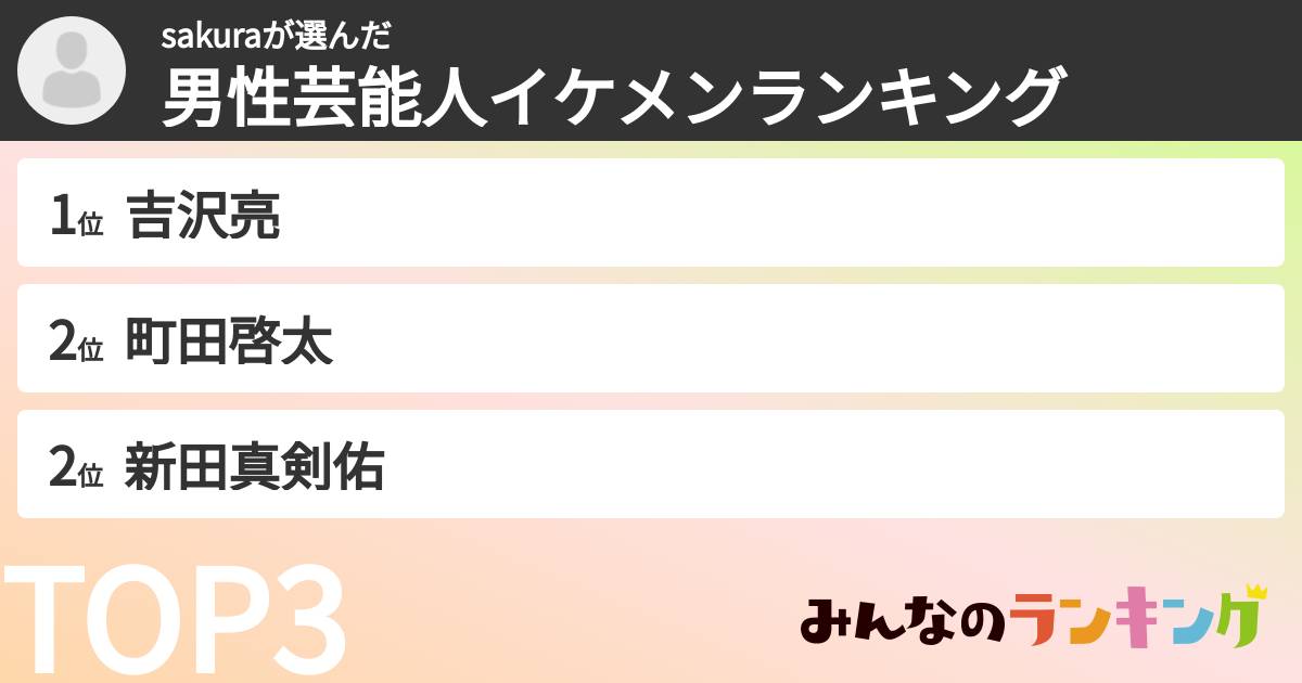 sakuraさんの「男性芸能人イケメンランキング」