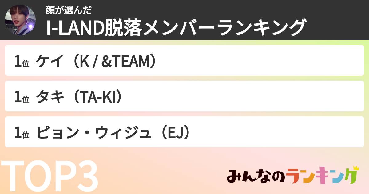 顔さんの「I-LAND脱落メンバーランキング」