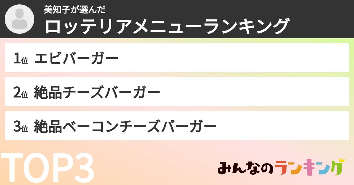 美知子さんの「ロッテリアメニューランキング」