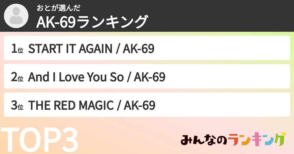 おとさんの「AK-69ランキング」