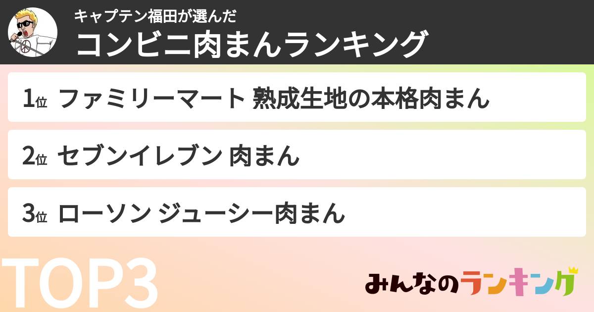 キャプテン福田さんの「コンビニ肉まんランキング」