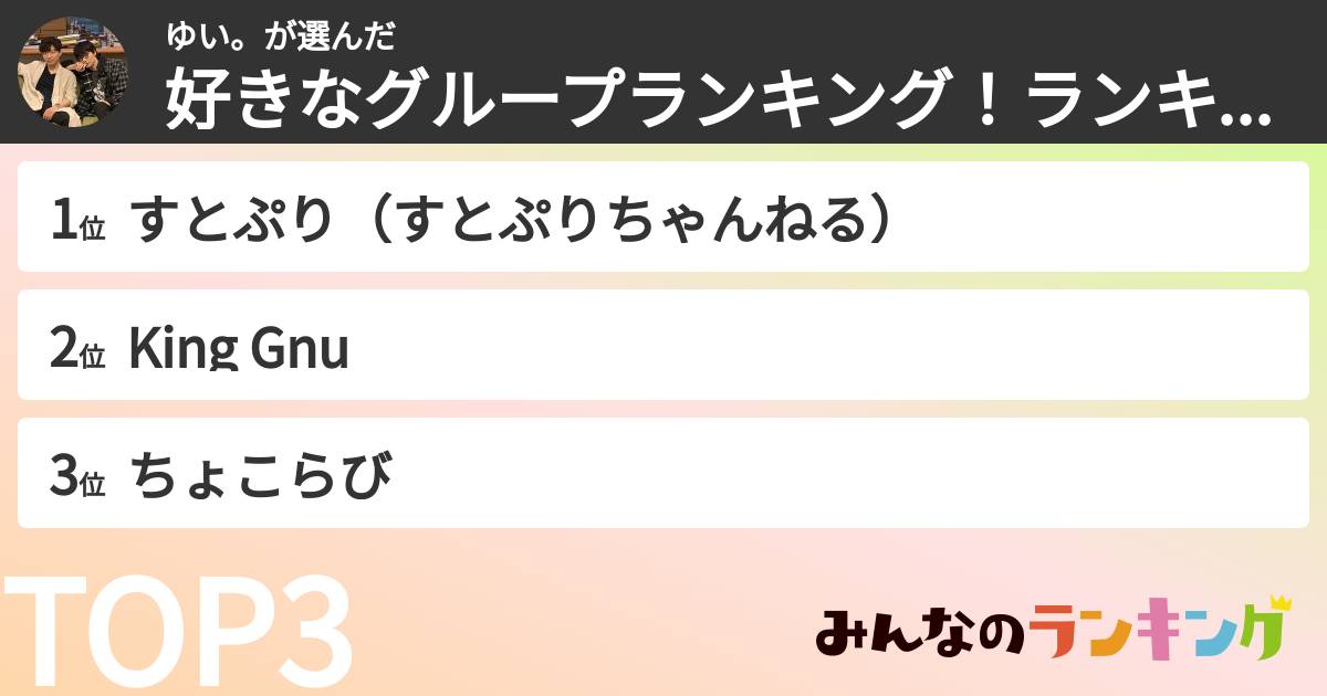 ゆい。さんの「好きなグループランキング！ランキング」