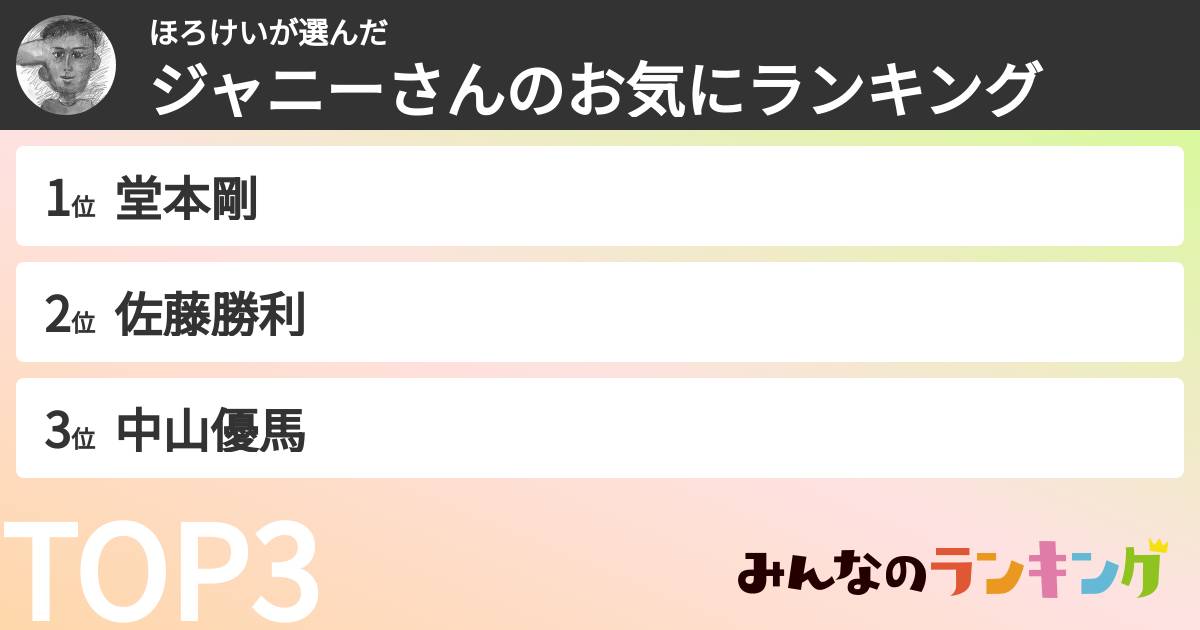 ほろけいさんの「ジャニーさんのお気にランキング」