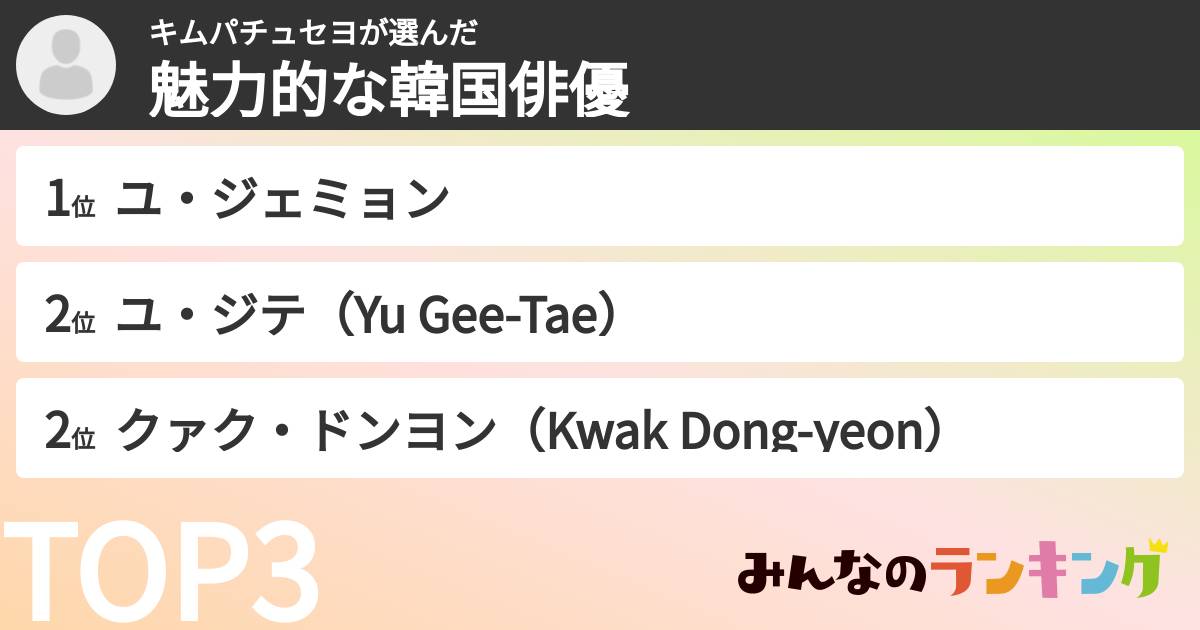 キムパチュセヨさんの「魅力的な韓国俳優」