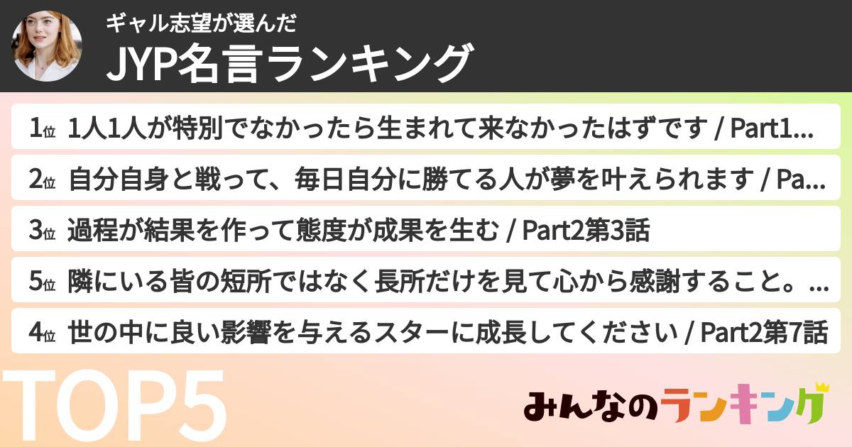 ギャル志望さんの「JYP名言ランキング」