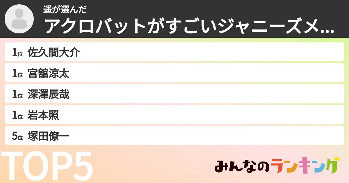 遥さんの「アクロバットがすごいジャニーズメンバーランキング」