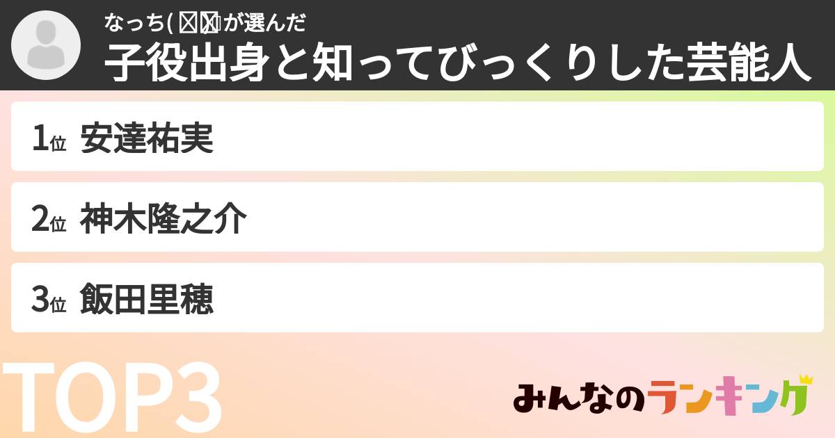 なっち( ¨̮ )💕さんの「子役出身と知ってびっくりした芸能人」