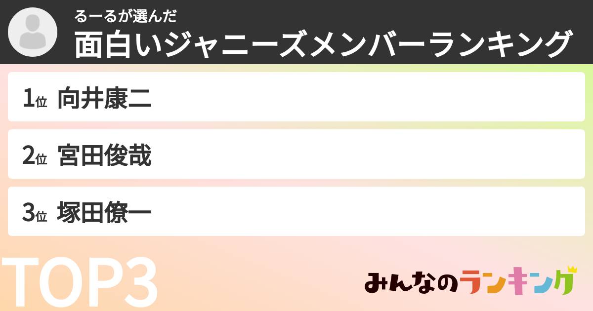 るーるさんの「面白いジャニーズメンバーランキング」