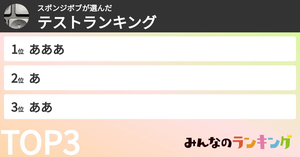 スポンジボブさんの「テストランキング」