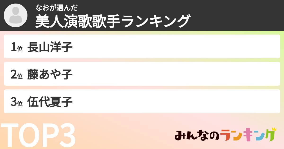 なおさんの「美人演歌歌手ランキング」