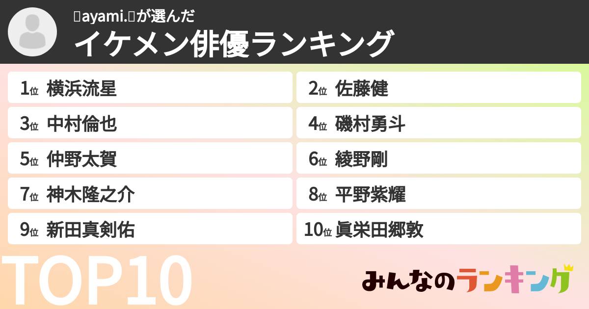 💫ayami.💫さんの「イケメン俳優ランキング」