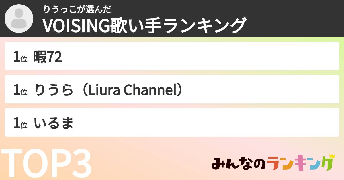 りうっこさんの「VOISING歌い手ランキング」